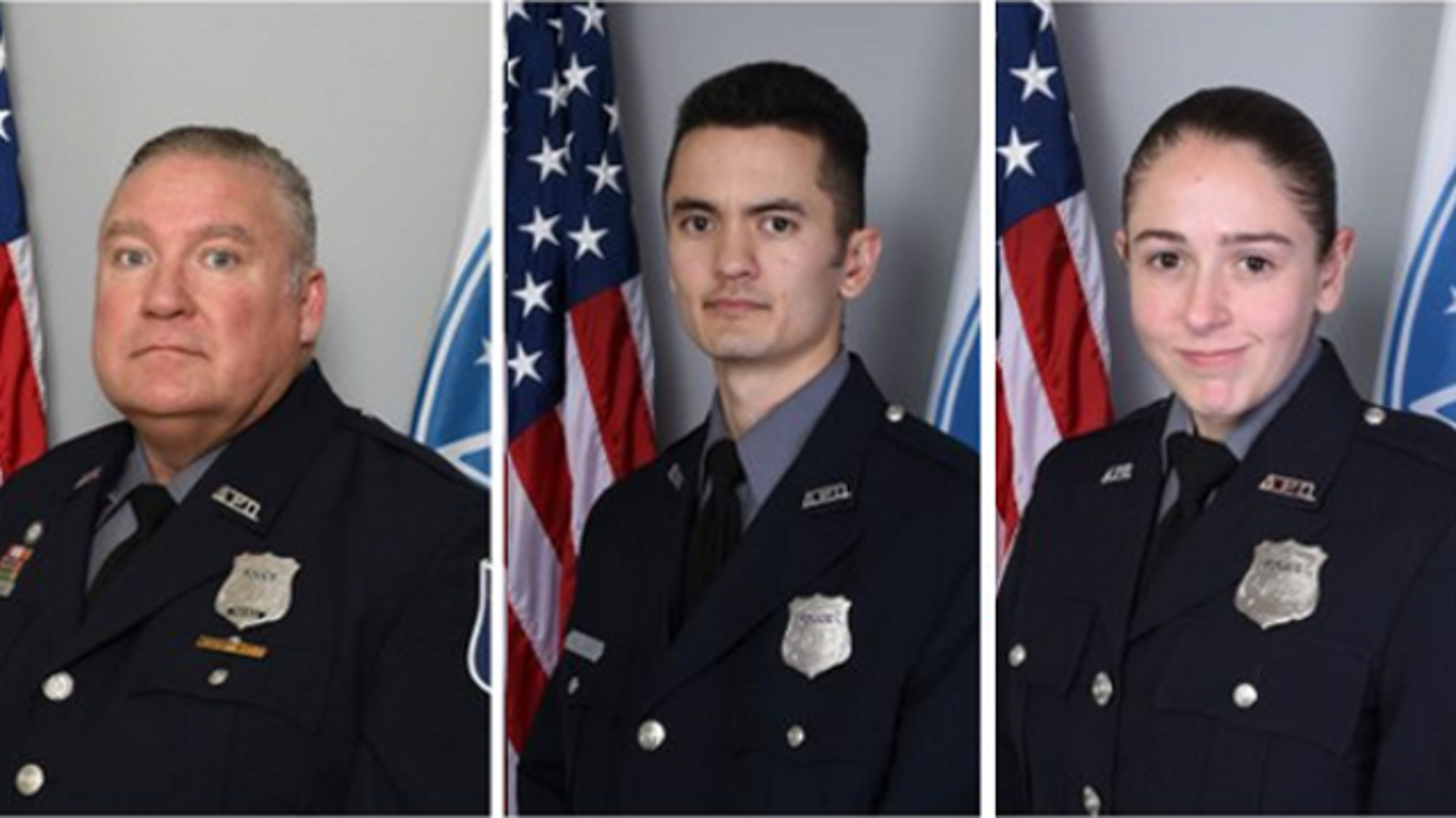 From left: Officers Kevin Jobe, Alexander Jensen and Nicole Battaglia
