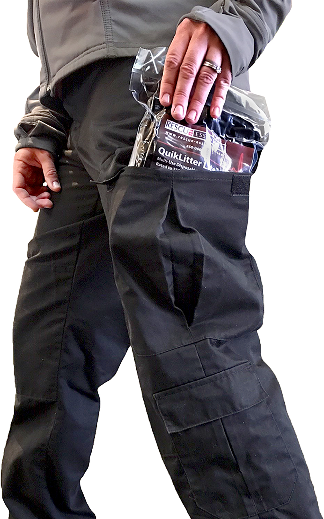 The QuikLitter Lite fits right in your cargo pants pocket.