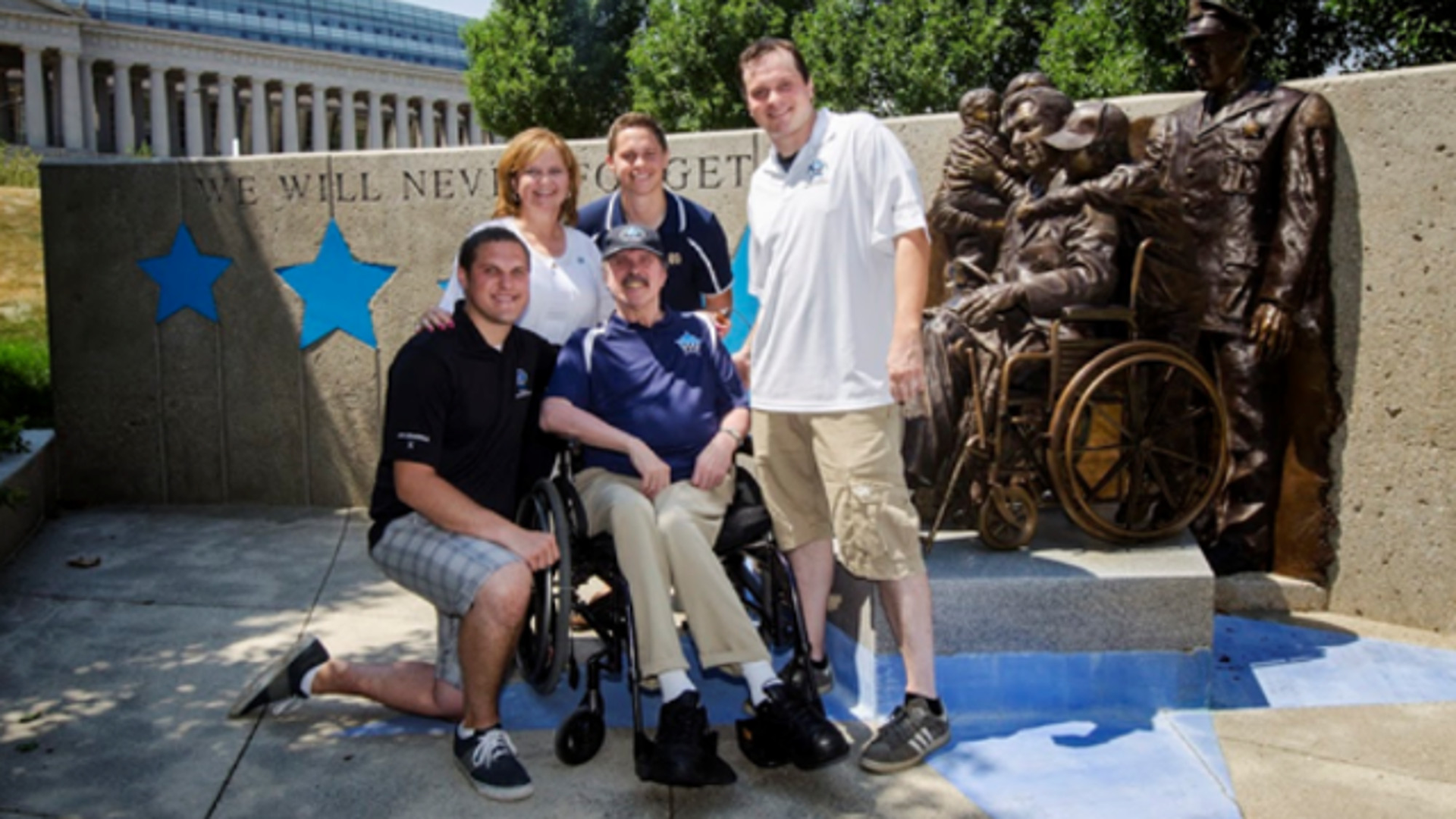 Chicago Police Officer Bernie Domagala is seen with his wife, Denise, and his three sons.