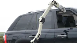 Med-Eng released its Avenger Remotely Operated Vehicle (ROV), a patrol-car-trunk sized robot that can be mounted with CBRNE sensors and, using its arms, peek inside (or even grab something inside) of the passenger compartments of vehicles and into truck beds. This is a full featured remote machine with full capabilities. Med-Eng released its Avenger Remotely Operated Vehicle (ROV), a patrol-car-trunk sized robot that can be mounted with CBRNE sensors and, using its arms, peek inside (or even grab something inside) of the passenger compartments of vehicles and into truck beds. This is a full featured remote machine with full capabilities.