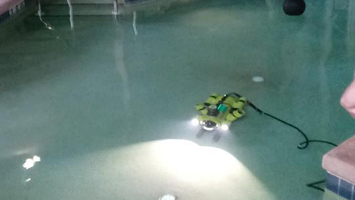 A pool-based demo of Washington County Water Recovery Unit's ROV