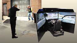 The CaPOST Regional Skills Training Centers program has 108 driving simulators and 24 force-option simulators. “The reason we bring driving simulation and force option simulation together is because that’s the most realistic of what our officers do out there,” says Chuck Deakins, a retired law enforcement officer from Santa Ana, Calif., and current specialist with FAAC, Inc. “They drive to a scene and then they interact.” The CaPOST Regional Skills Training Centers program has 108 driving simulators and 24 force-option simulators. “The reason we bring driving simulation and force option simulation together is because that’s the most realistic of what our officers do out there,” says Chuck Deakins, a retired law enforcement officer from Santa Ana, Calif., and current specialist with FAAC, Inc. “They drive to a scene and then they interact.”