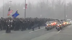 Hundreds of police from across Connecticut and the nation gathered at Pratt & Whitney Stadium Friday to honor Trooper Kevin Miller. Hundreds of police from across Connecticut and the nation gathered at Pratt & Whitney Stadium Friday to honor Trooper Kevin Miller.