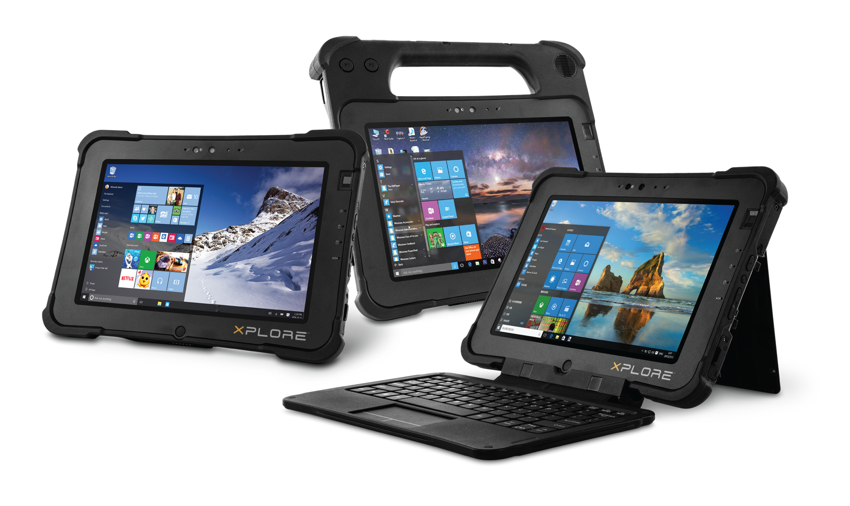 The full Xplore L10 family - the XSLATE, the XPAD and the XBOOK.