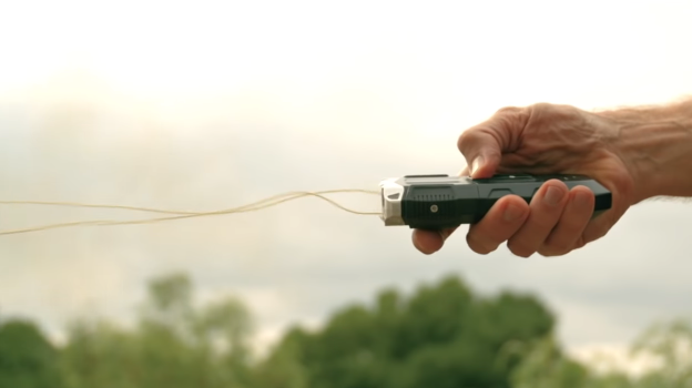 The BolaWrap 100 fires an eight-foot-long kevlar tether at a range of up to 25 feet and is designed to restrain people who are unruly or uncooperative, without having to resort to deadly force.