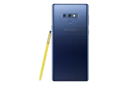 The Samsung Galaxy Note9 in blue with S Pen. The Samsung Galaxy Note9 in blue with S Pen.