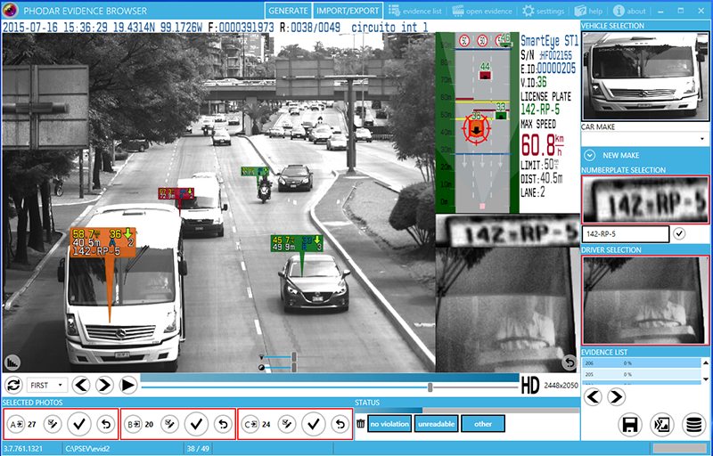 The Phodar Evidence Browser software imports and processes encrypted evidence records collected by the Stalker Phodar.