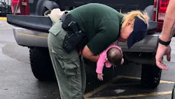 Manatee County Deputy Patti Smith was able to dislodge a small object and clear the baby's airway. Manatee County Deputy Patti Smith was able to dislodge a small object and clear the baby's airway.
