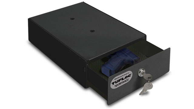 The Tufloc Mini TufBox Security Drawer is 3.25&Prime; by 8&Prime; by 12&Prime;.
