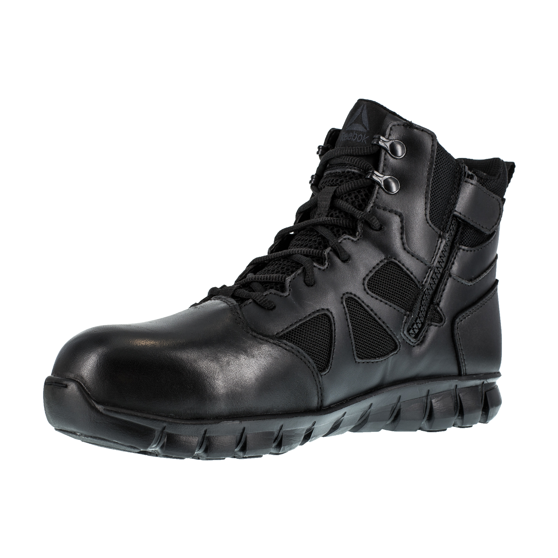 The Reebok Sublite Cushion Tactical RB8606 model features a composite safety toe and side zipper.