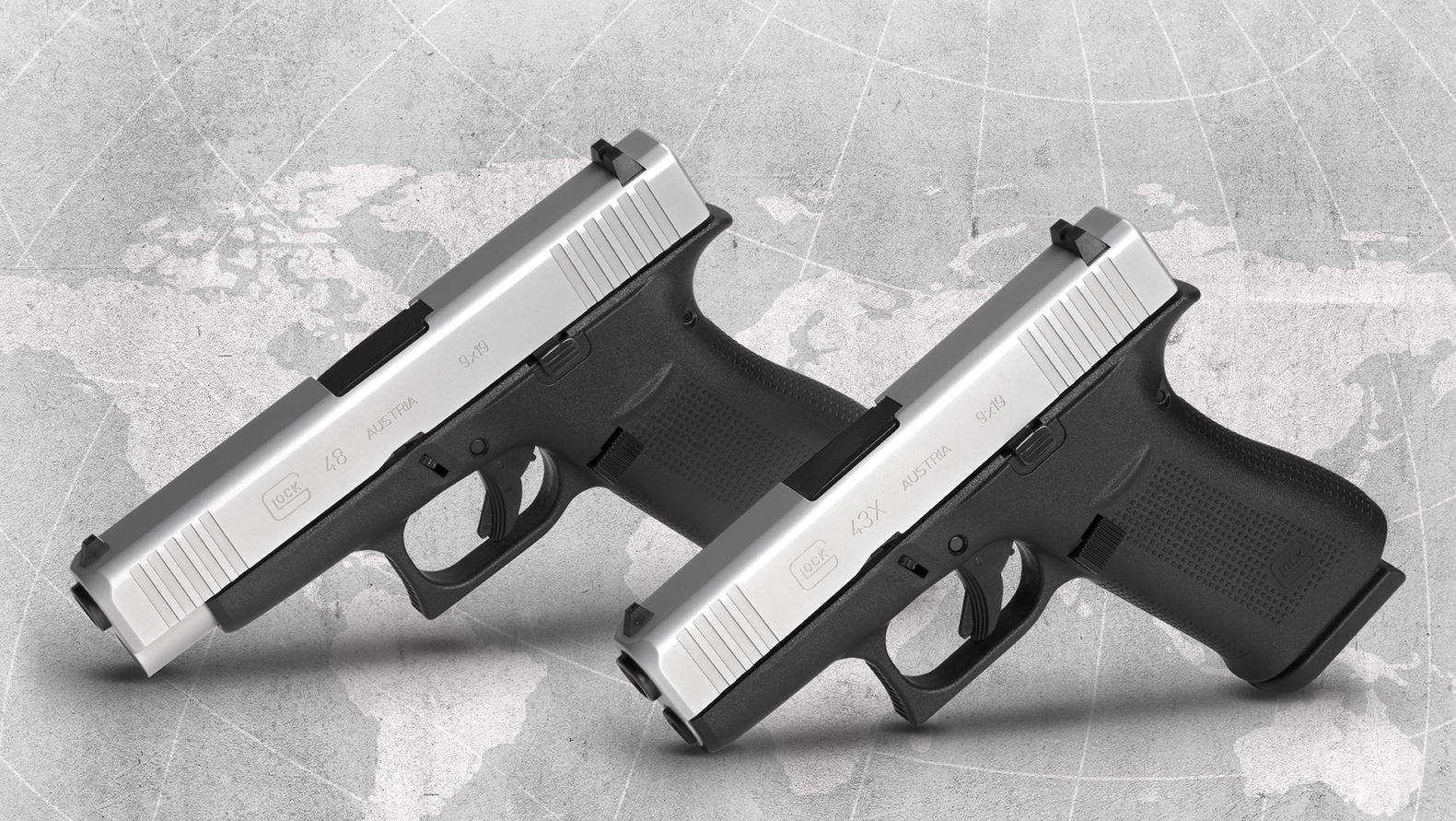 The GLOCK G48 (on left) and G43X (on right).