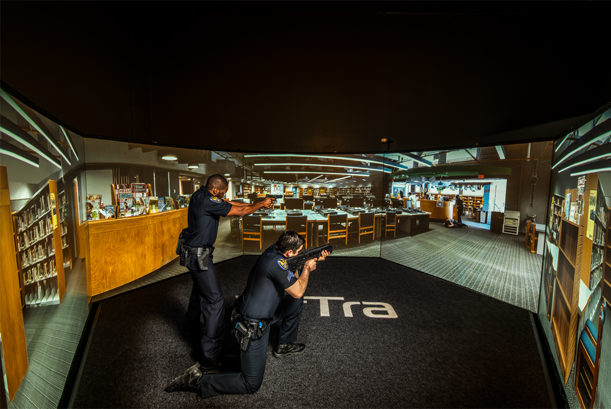 VirTra offers law enforcement agencies a full line of judgmental use of force training and firearms simulator training from portable, single-screen firearms simulators to advanced 300-degree use of force simulator, from 1-screen to 3-screens or even 5-screens depending on the agency's needs.