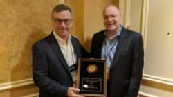 Pictured (left to right) Bruce Odle, acceptiong the Sales Rep Agency of the Year Award on behalf of Odle Sales from Ray Sharrah, Streamlight President and Chief Executive Officer. Pictured (left to right) Bruce Odle, acceptiong the Sales Rep Agency of the Year Award on behalf of Odle Sales from Ray Sharrah, Streamlight President and Chief Executive Officer.