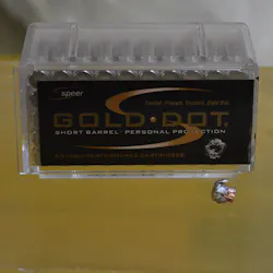 These are Speer Gold Dot .22 Magnum cartridges, and one recovered from ballistic gelatin. Notice the outstanding expansion and weight retention from a short barrel. These are Speer Gold Dot .22 Magnum cartridges, and one recovered from ballistic gelatin. Notice the outstanding expansion and weight retention from a short barrel.
