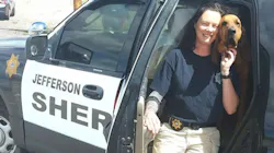 Jefferson County Sheriff's Deputy K. Fosler and bloodhound Jessie were in Wyoming on an unrelated call when they were diverted from their trip home for a request to assist in the search for the missing girl. Jefferson County Sheriff's Deputy K. Fosler and bloodhound Jessie were in Wyoming on an unrelated call when they were diverted from their trip home for a request to assist in the search for the missing girl.