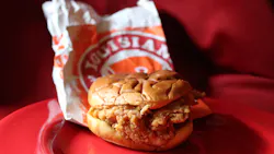 Popeye’s Louisiana Chicken’s famous chicken sandwich. Popeye’s Louisiana Chicken’s famous chicken sandwich.