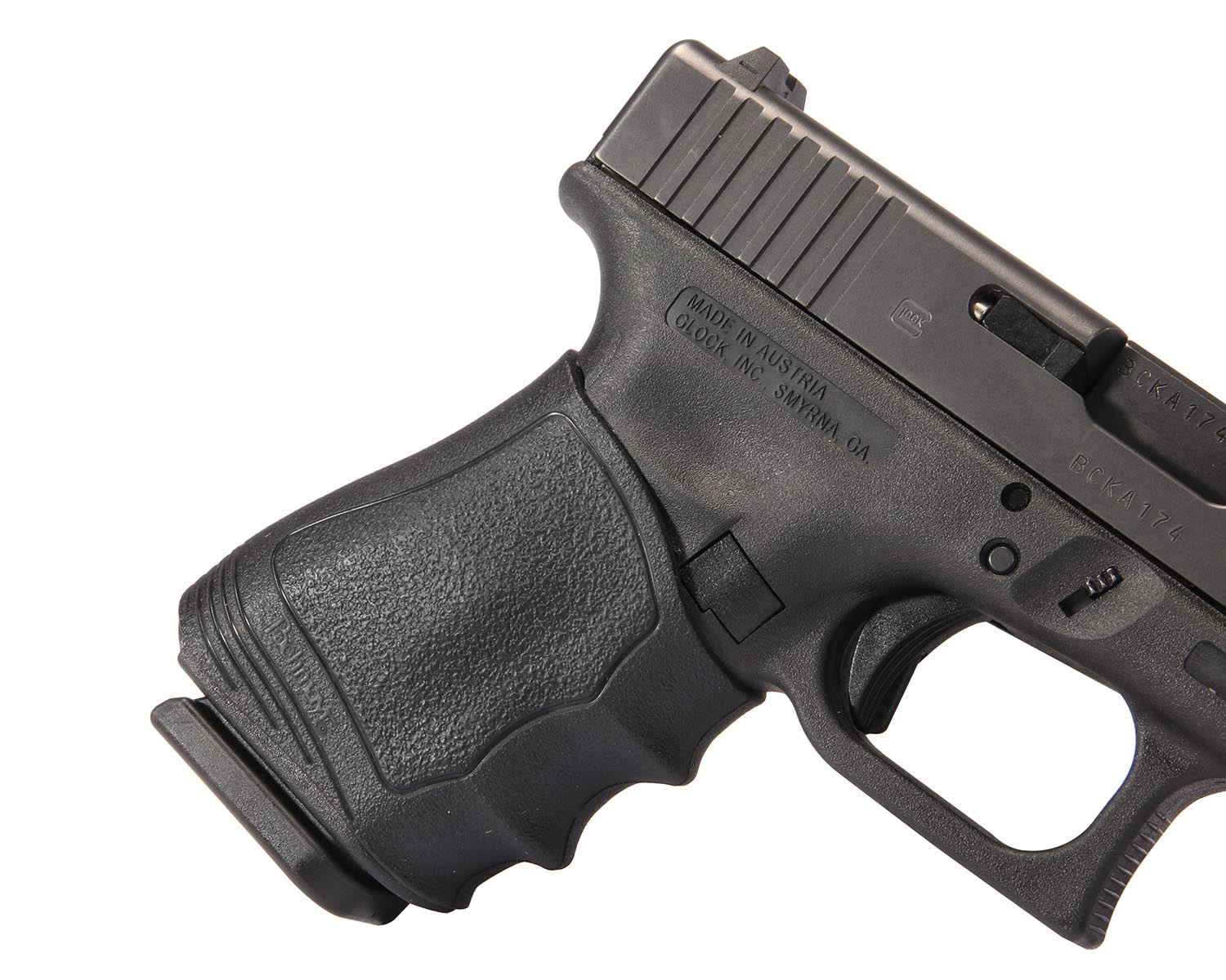 Pachmayr Gripper Sliipon Grip Black On Handgun Closeup