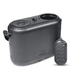 The Dogtra dual-use ball trainer is capable of rewarding your K-9 by launching a ball five feet in the air or dropping one (with a sleeve that can hold up to three). The controller can trigger up to eight devices to set up a full training course. The Dogtra dual-use ball trainer is capable of rewarding your K-9 by launching a ball five feet in the air or dropping one (with a sleeve that can hold up to three). The controller can trigger up to eight devices to set up a full training course.