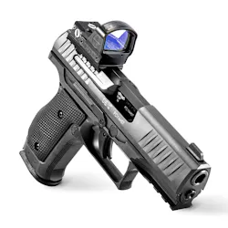 The Walther Arms Q4 Steel Frame Optics Ready model, with mounted optic. The Walther Arms Q4 Steel Frame Optics Ready model, with mounted optic.