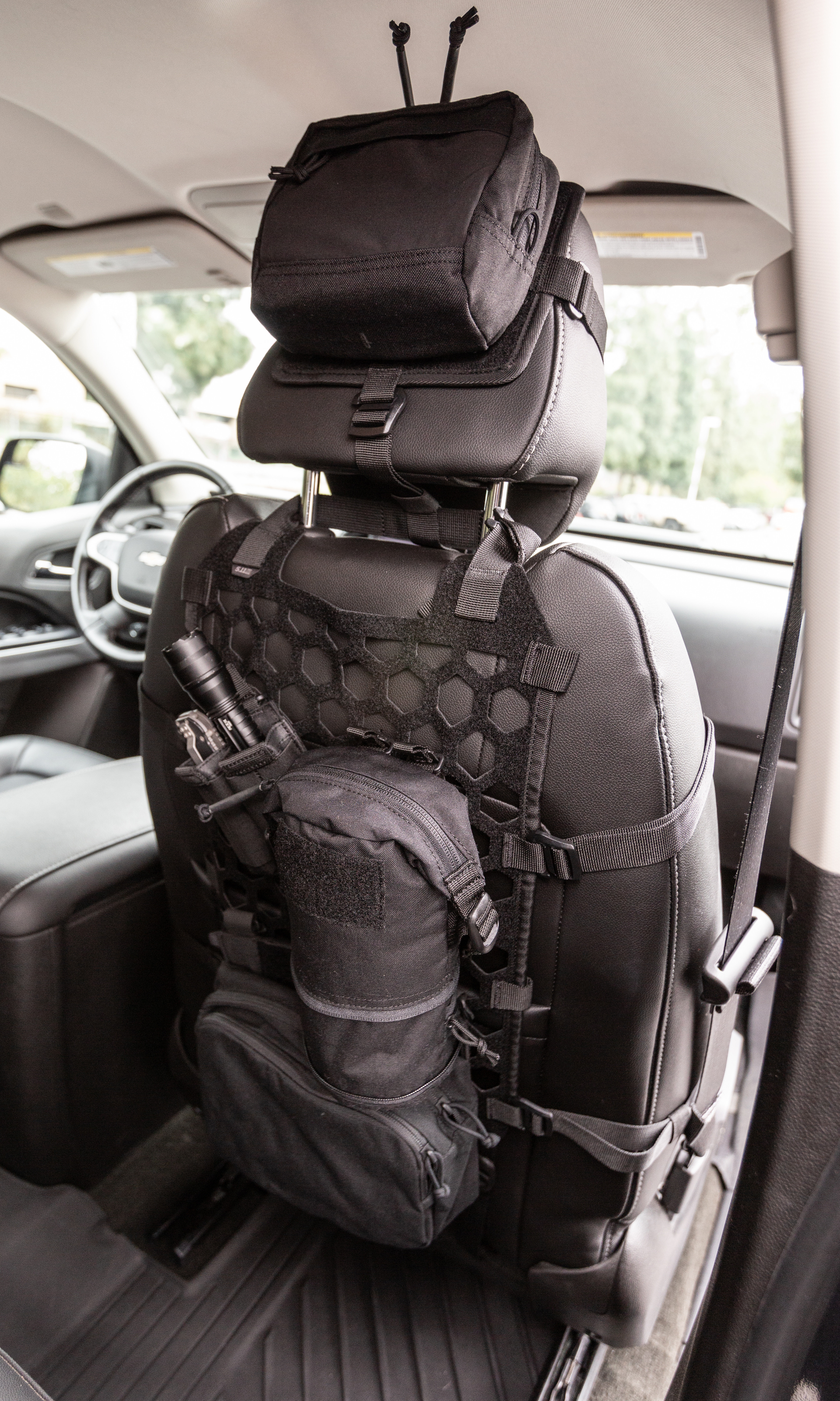 The 5.11 Vehicle Ready Hexgrid Seat and and Headrest Platform.
