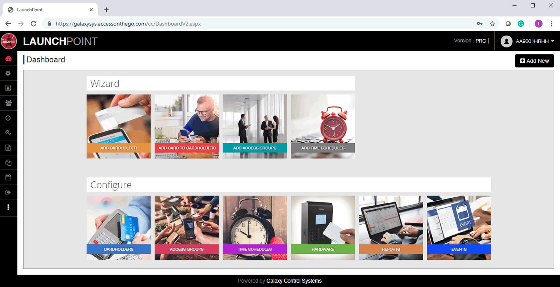 A screenshot of the Galaxy Control Systems Cloud Concierge
