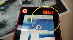 The laser dots show the measurement between the bullet hole and the blood spot on the victim. The laser dots show the measurement between the bullet hole and the blood spot on the victim.