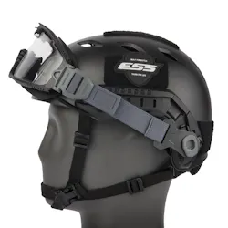 The ESS Influx Pivot goggle mounted on an Ops-Core FAST Bump High Cut Helmet with ARC Rail system. The ESS Influx Pivot goggle mounted on an Ops-Core FAST Bump High Cut Helmet with ARC Rail system.