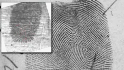 A latent thumbprint from the crime scene (inset) was matched to this IAFIS record. A latent thumbprint from the crime scene (inset) was matched to this IAFIS record.