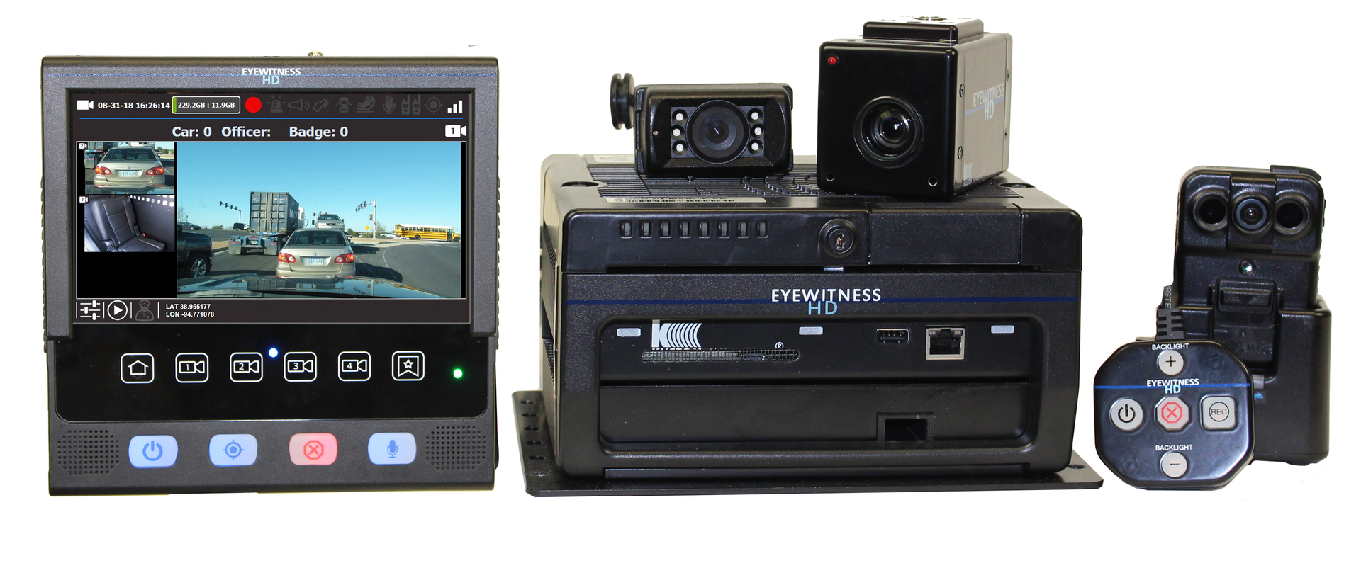 Eyewitness HD with Eyewitness Vantage body-worn video camera equipment.