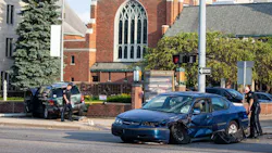 The scene where a a gray Jeep that was fleeing a police traffic stop collided with a vehicle at the intersection of West Michigan Avenue and North Park Street in Kalamazoo, Michigan on Sunday, July 26, 2020. The scene where a a gray Jeep that was fleeing a police traffic stop collided with a vehicle at the intersection of West Michigan Avenue and North Park Street in Kalamazoo, Michigan on Sunday, July 26, 2020.