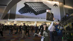 The entrance to the 2019 SHOT Show in Las Vegas is seen. The entrance to the 2019 SHOT Show in Las Vegas is seen.