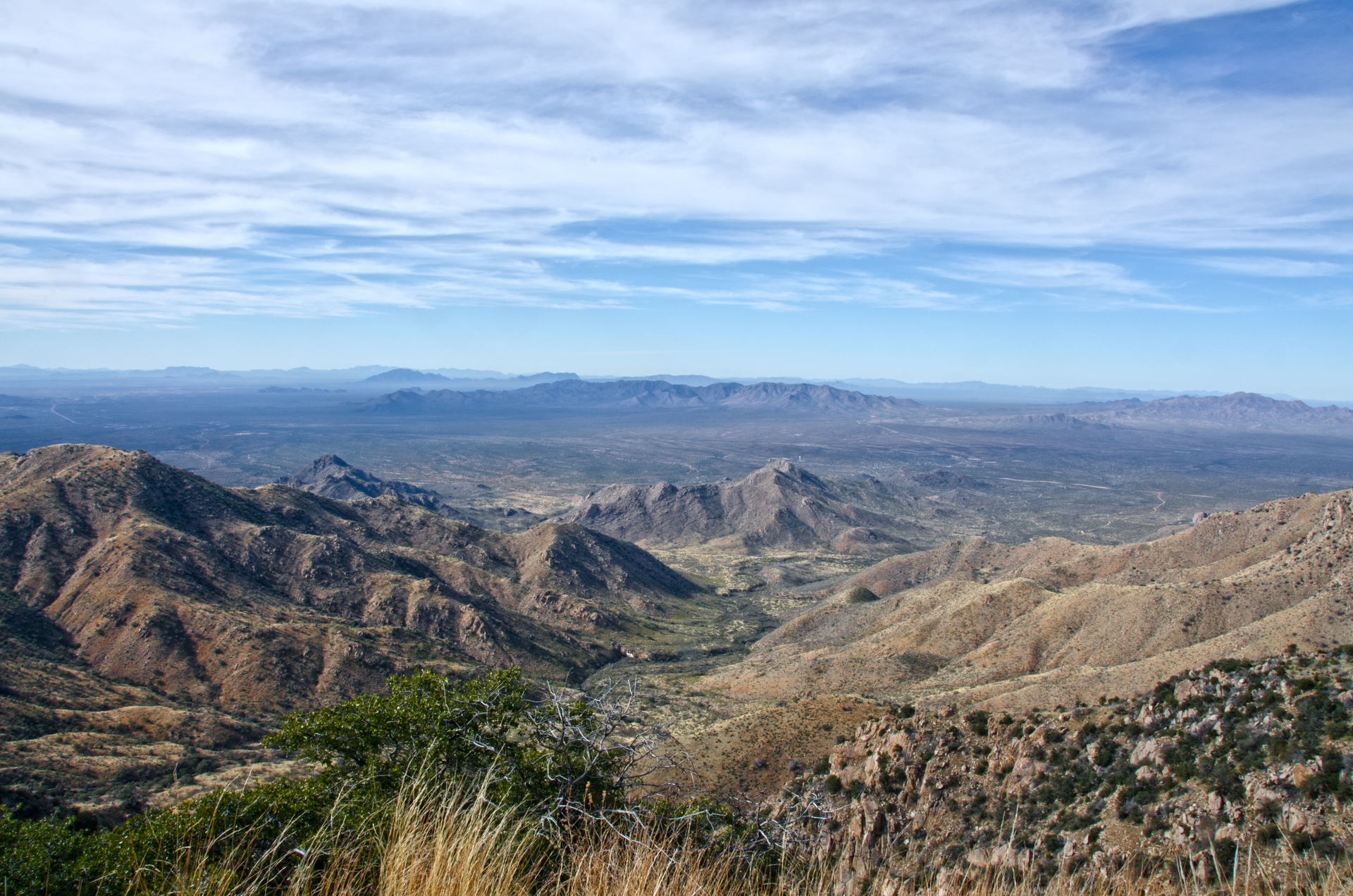 The Quinlan Mountains and Sonoran Desert as viewed from the Kitt Peak National Observatory on the Tohono O`odham Indian Reservation in Arizona.