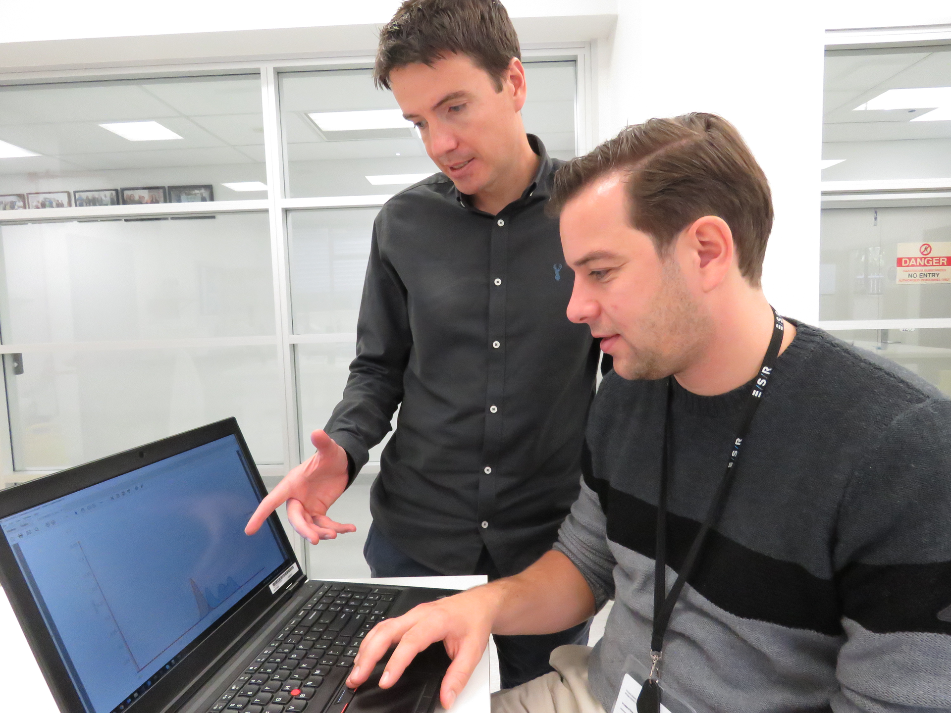 One of the developers of DBLR, Maarten Kruijver (seated), with Stuart Cooper, Senior Scientist at STRmix. One of the developers of DBLR, Maarten Kruijver (seated), with Stuart Cooper, Senior Scientist at STRmix.