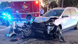 A Volusia County, FL, sheriff's deputy suffered 'significant injuries' and was taken to the hospital as a trauma alert following an accident Wednesday involving a department motorcycle and another vehicle in Volusia. A Volusia County, FL, sheriff's deputy suffered 'significant injuries' and was taken to the hospital as a trauma alert following an accident Wednesday involving a department motorcycle and another vehicle in Volusia.