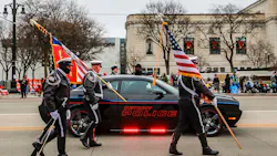 The Detroit Police Color Guard walks to the front to begin the 2018 America's Thanksgiving Parade in Detroit. The Detroit Police Color Guard walks to the front to begin the 2018 America's Thanksgiving Parade in Detroit.