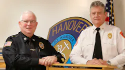Hanover, MA, Police Chief Walter Sweeney (left) and Fire Chief Jeff Blanchard. Hanover, MA, Police Chief Walter Sweeney (left) and Fire Chief Jeff Blanchard.