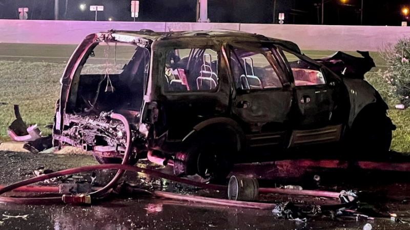 U.S. Border Patrol agents rescued man a from a burning vehicle just south of McAllen, TX, on Saturday.