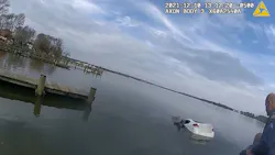 Hartford County, MD, sheriff's deputies rescued a woman from a submerged vehicle after she drove into Bush Creek on Friday. Hartford County, MD, sheriff's deputies rescued a woman from a submerged vehicle after she drove into Bush Creek on Friday.
