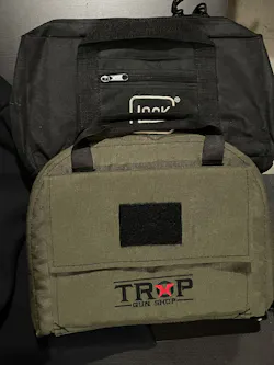 Embroidering items for special events can be done as well. These are embroidered soft pistol cases: one for Glock and one for TROP Gun Shop (Harrisburg, PA). Embroidering items for special events can be done as well. These are embroidered soft pistol cases: one for Glock and one for TROP Gun Shop (Harrisburg, PA).
