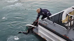 Chicago police and marine unit officers rescued a 15-year-old girl who jumped from Navy Pier and into a freezing Lake Michigan on Jan. 10. Chicago police and marine unit officers rescued a 15-year-old girl who jumped from Navy Pier and into a freezing Lake Michigan on Jan. 10.