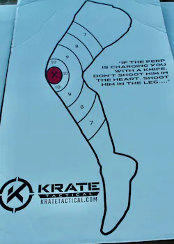 Kudos to Krate Tactical (kratetactical.com) for providing Lindsey with a 'Shoot him in the leg' target. Kudos to Krate Tactical (kratetactical.com) for providing Lindsey with a 'Shoot him in the leg' target.