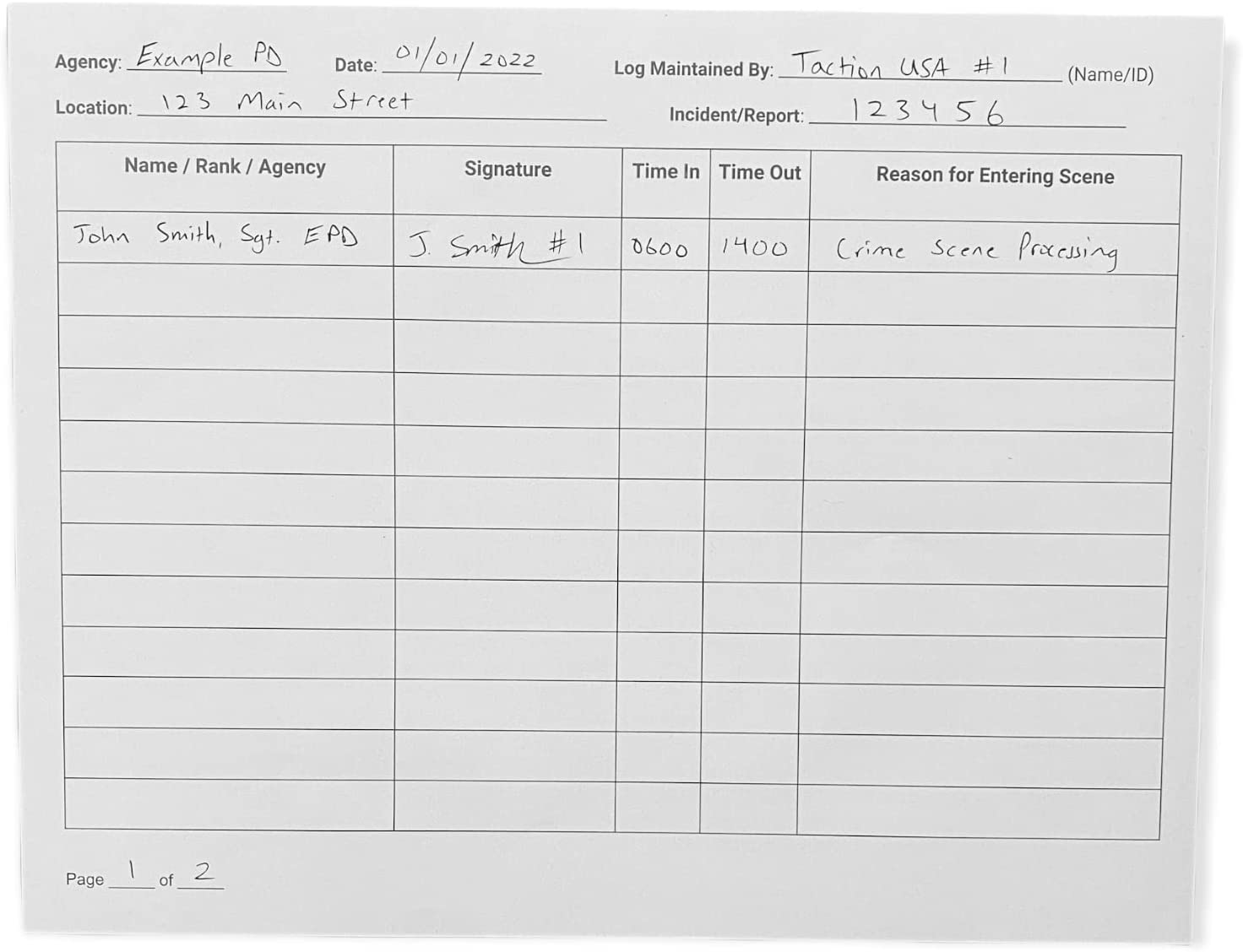 Waterproof Crime Scene Log Pad