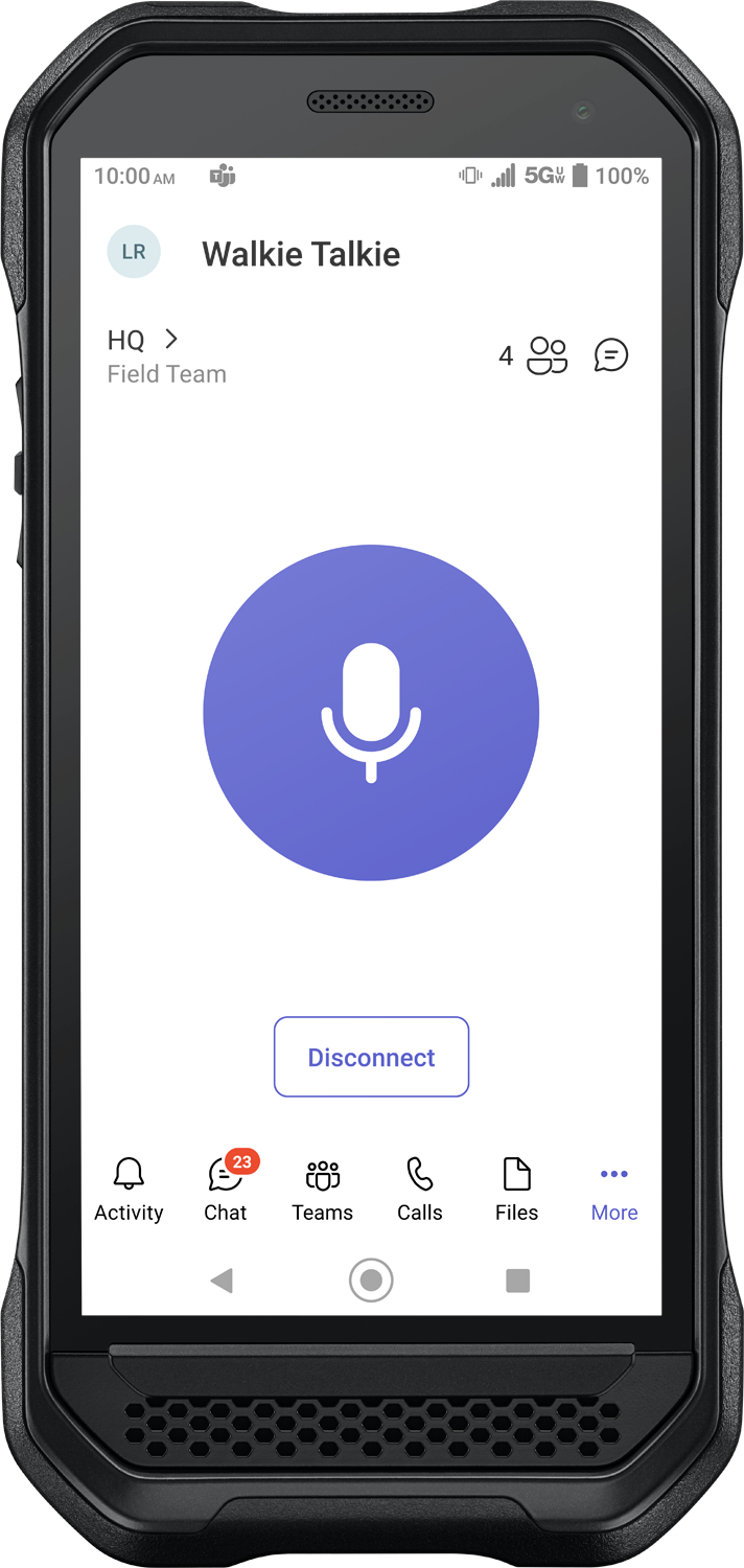 Kyocera integrates Walkie Talkie application in Microsoft Teams on ultra-rugged 5G Android smartphones Kyocera&rsquo;s DuraForce Ultra 5G and DuraSport 5G on the Verizon 5G network. Both devices feature a dedicated Push-to-Talk (PTT) button easily programmed for seamless, instant voice communication using the Walkie Talkie app in Teams, which is free to users with an active Microsoft 365 subscription.