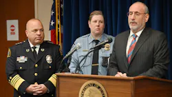 St. Paul Police Chief Todd Axtell (left) and Minneapolis Interim Police Chief Amelia Huffman listen as U.S. Attorney Andrew Luger speaks during a news conference Tuesday to announce a series of federal and local law enforcement strategies aimed at reducing violent crime in the Twins Cities metro area. St. Paul Police Chief Todd Axtell (left) and Minneapolis Interim Police Chief Amelia Huffman listen as U.S. Attorney Andrew Luger speaks during a news conference Tuesday to announce a series of federal and local law enforcement strategies aimed at reducing violent crime in the Twins Cities metro area.