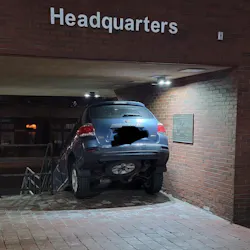 A woman blamed her GPS for trying to drive down a flight of stairs at the Portland, ME, Police Department headquarters on Saturday. But investigators say it was 'her excessive blood alcohol level' that caused the accident. A woman blamed her GPS for trying to drive down a flight of stairs at the Portland, ME, Police Department headquarters on Saturday. But investigators say it was 'her excessive blood alcohol level' that caused the accident.