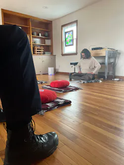 Stephanie Romero, the founder and executive director of the non-profit Awaken Pittsburgh, is seen leading a class during the Mindful Connections for Public Safety program. Stephanie Romero, the founder and executive director of the non-profit Awaken Pittsburgh, is seen leading a class during the Mindful Connections for Public Safety program.