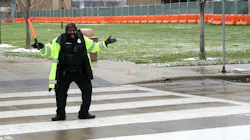 Cpl. Eric Hudson, a member of Cleveland Clinic’s police department, has introduced dance moves to his volunteer shift as a crossing guard. Cpl. Eric Hudson, a member of Cleveland Clinic’s police department, has introduced dance moves to his volunteer shift as a crossing guard.