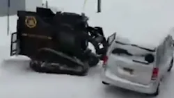 The Buffalo, NY, Police Department used its Rook armored vehicle to remove cars from snow-covered roadways, so plows could get through. The Buffalo, NY, Police Department used its Rook armored vehicle to remove cars from snow-covered roadways, so plows could get through.