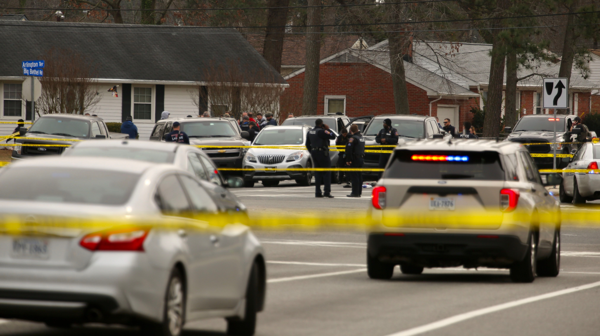 A Chesapeake, VA, sheriff's deputy was wounded when a shootout erupted while trying to serve an arrest warrant on a murder suspect in Hampton on Wednesday.