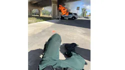 An off-duty Orlando, FL, firefighter pulled a Seminole County sheriff's deputy out of a burning patrol vehicle after the deputy suffered a medical emergency crashed into an overpass support in Sanford on Saturday. An off-duty Orlando, FL, firefighter pulled a Seminole County sheriff's deputy out of a burning patrol vehicle after the deputy suffered a medical emergency crashed into an overpass support in Sanford on Saturday.